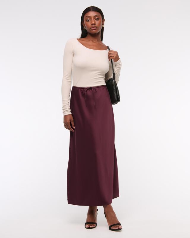 Mid Rise Satin Maxi Skirt Product Image