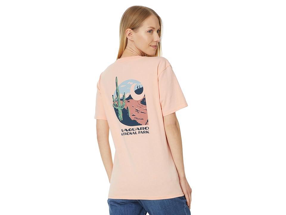 Carhartt Loose Fit Heavyweight Short Sleeve Saguaro National Park Graphic (Tropical Peach) Women's Clothing Product Image