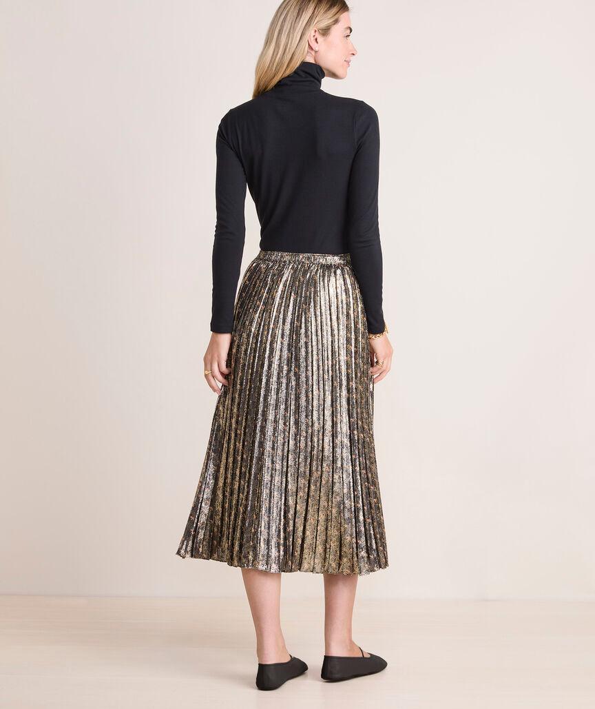 Metallic Pleated Midi Skirt Product Image