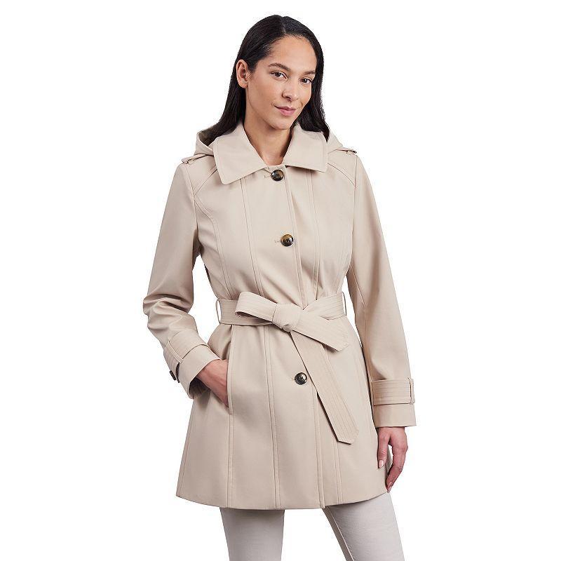 Womens London Fog Single Breasted Trench Coat Grey Product Image