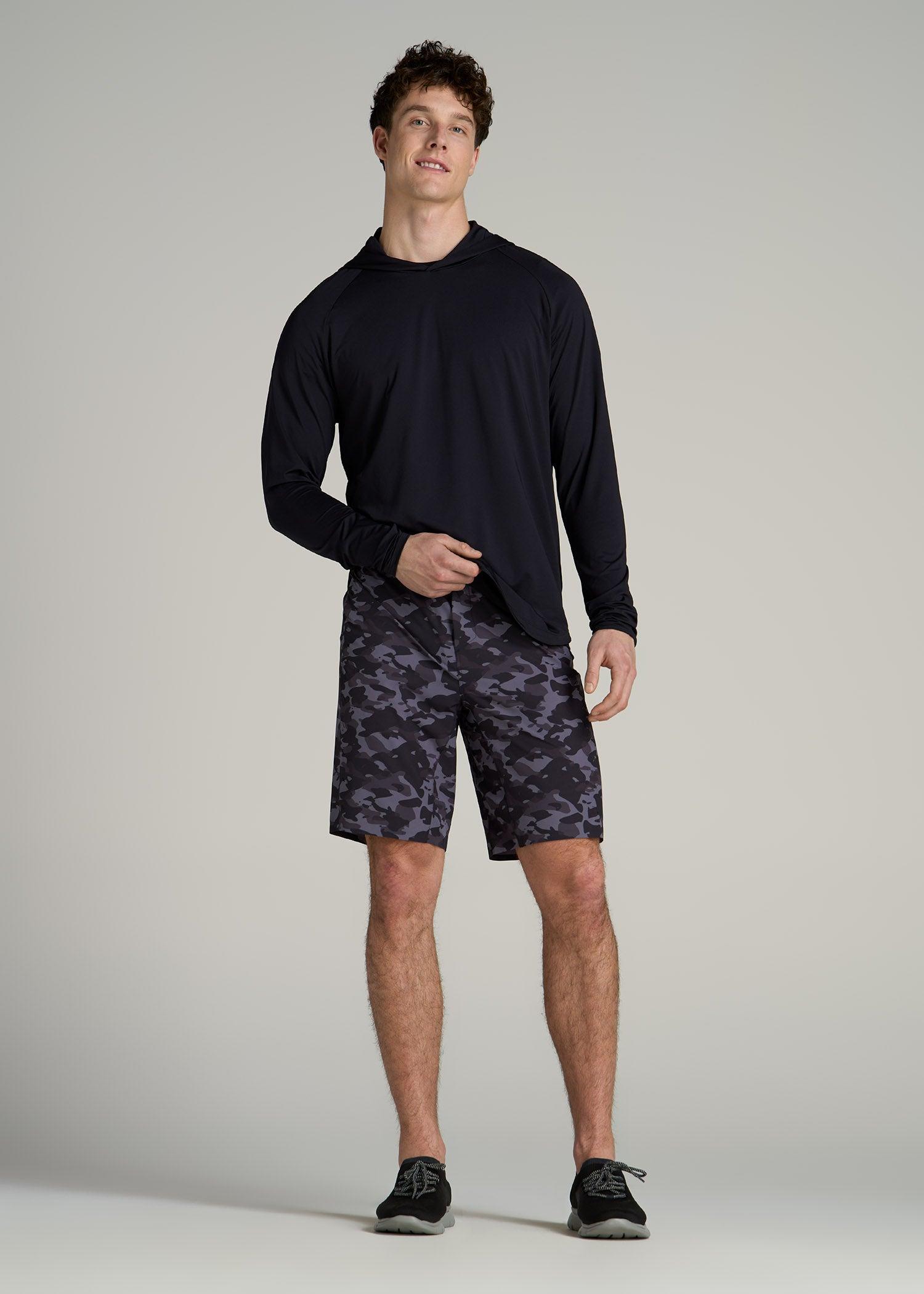 Featherweight Perforated Training Shorts for Tall Men in Black Camo Product Image