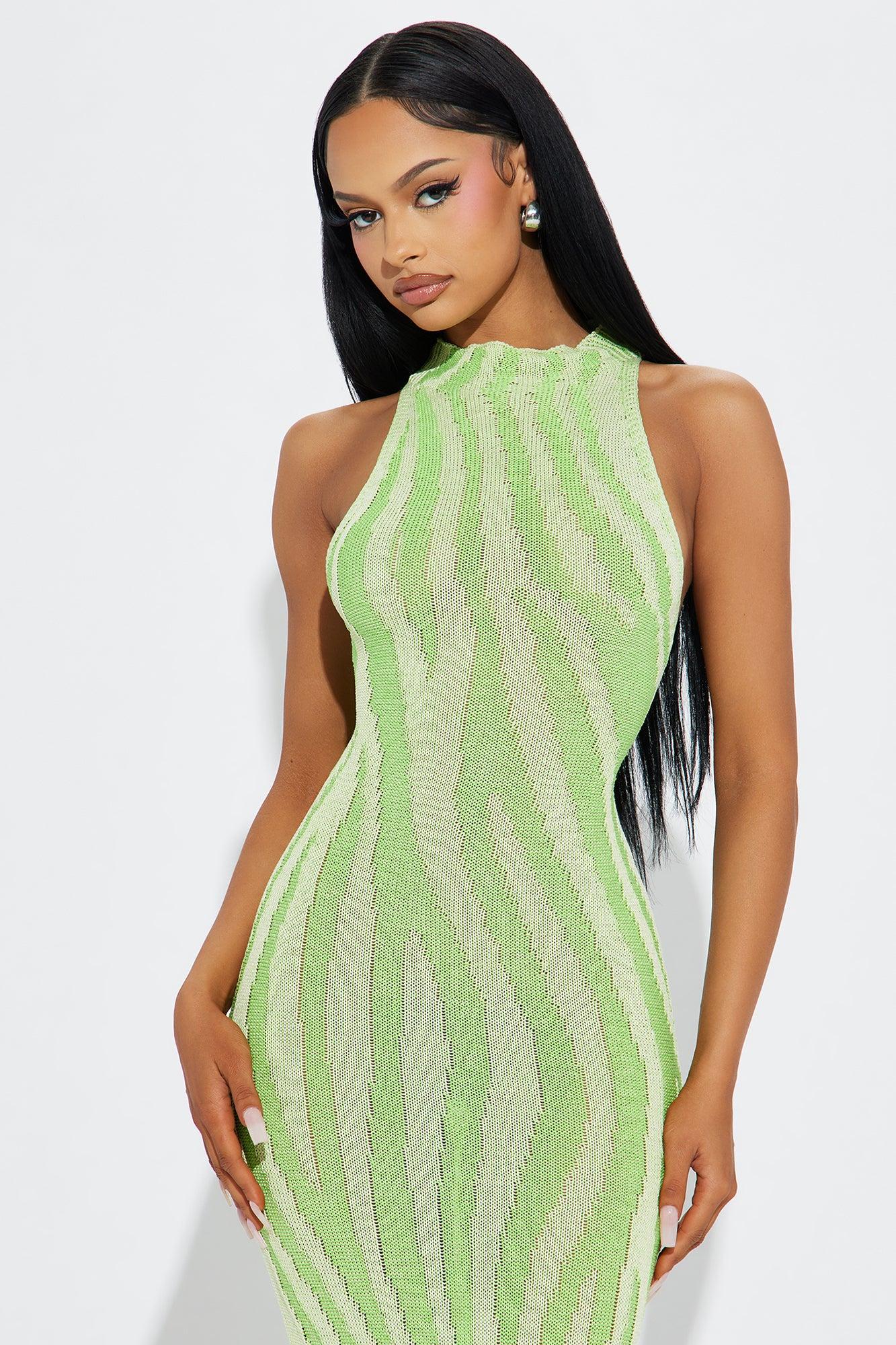 Zoya Knit Midi Dress - Lime Product Image