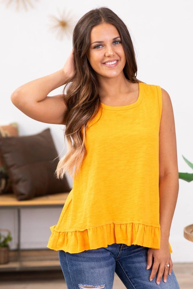 Orange Tank With Ruffle Trim Product Image