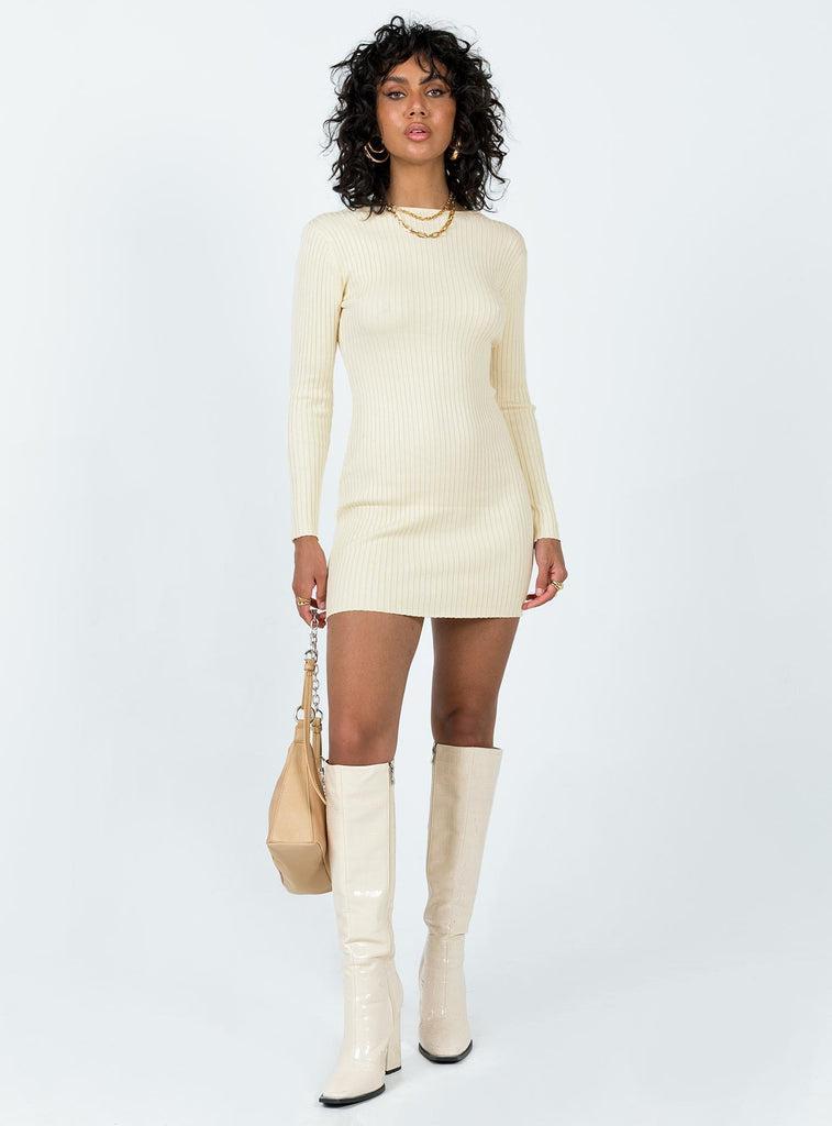 Nadine Long Sleeve Mini Dress Cream Product Image