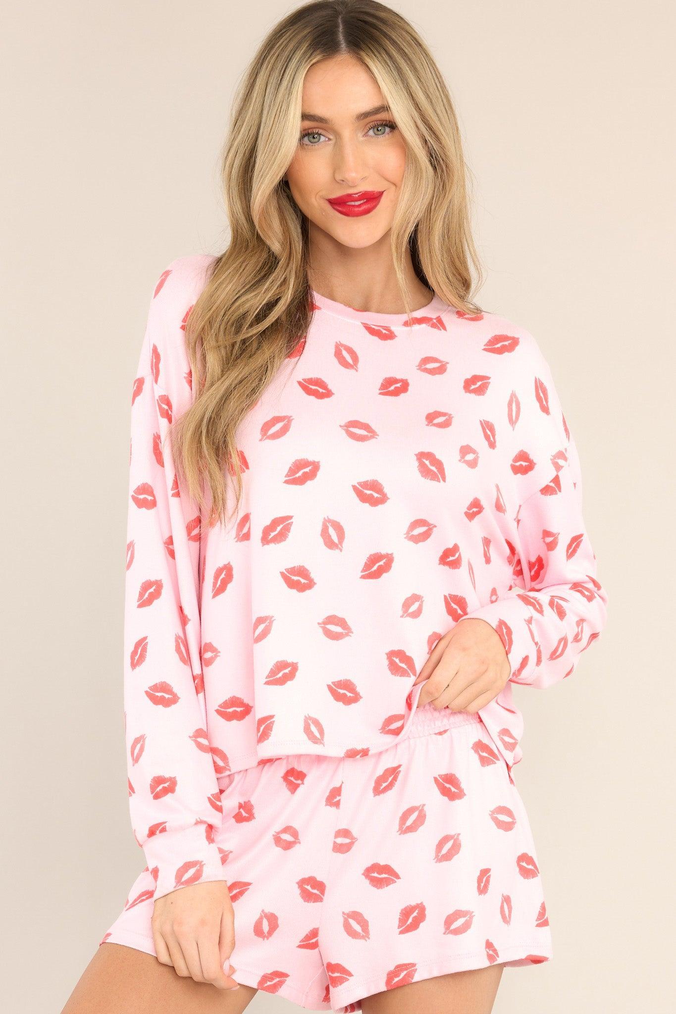 Z Supply Z-Supply Pucker Up Kisses Cotton Candy Long Sleeve Top Pink Product Image