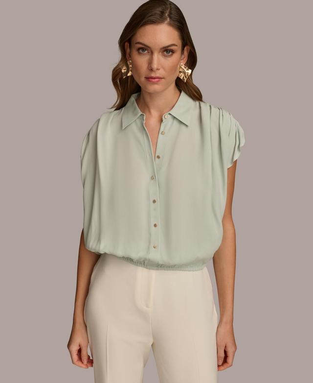 Women's Ruched-Shoulder Short-Sleeve Blouse Product Image