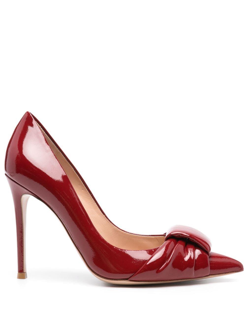 Padded Patent Knot Stiletto Pumps In Red Product Image