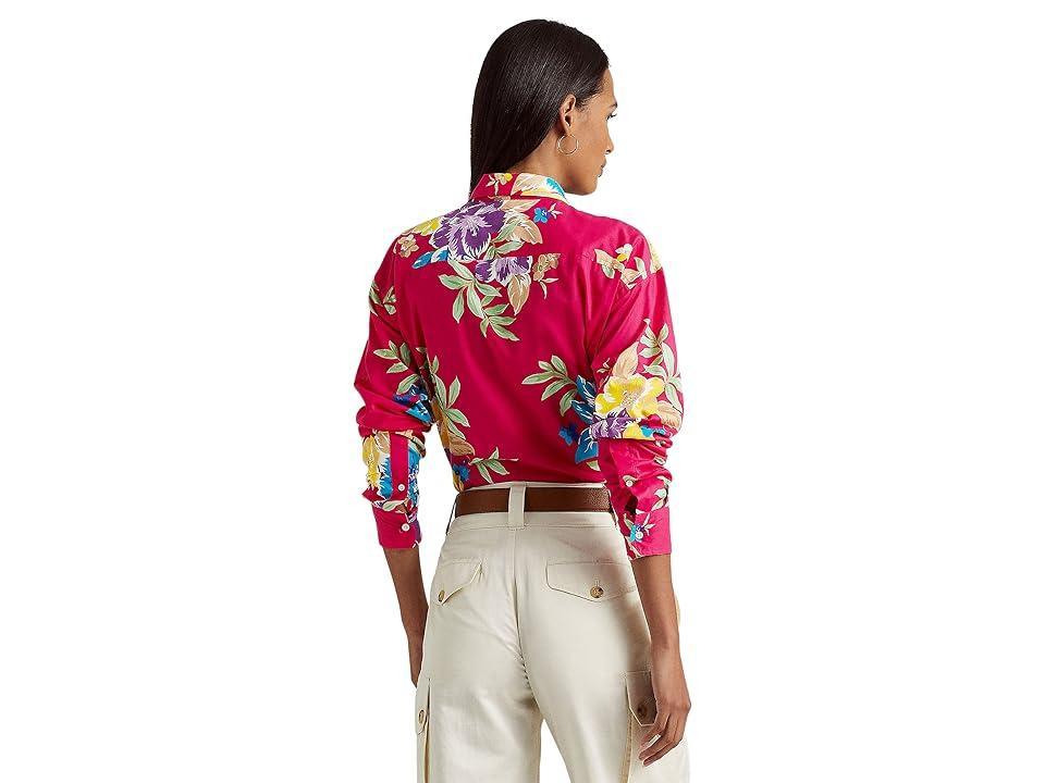 LAUREN Ralph Lauren Floral Cotton Voile Shirt (Pink Multi) Women's Clothing Product Image