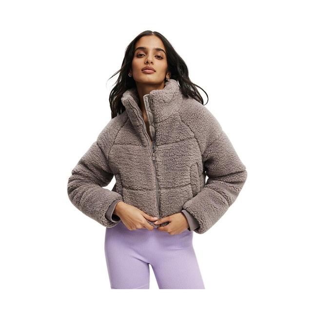 Cotton On Womens The Mother Puffer Cropped Sherpa Jacket Product Image