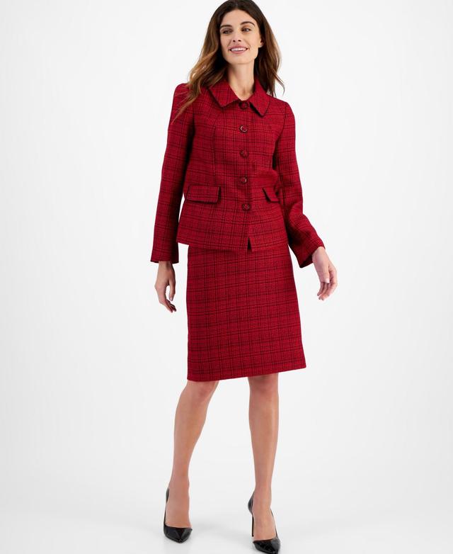 Le Suit Womens Tweed Skirt Suit, Regular & Petite Sizes - Cherry Product Image