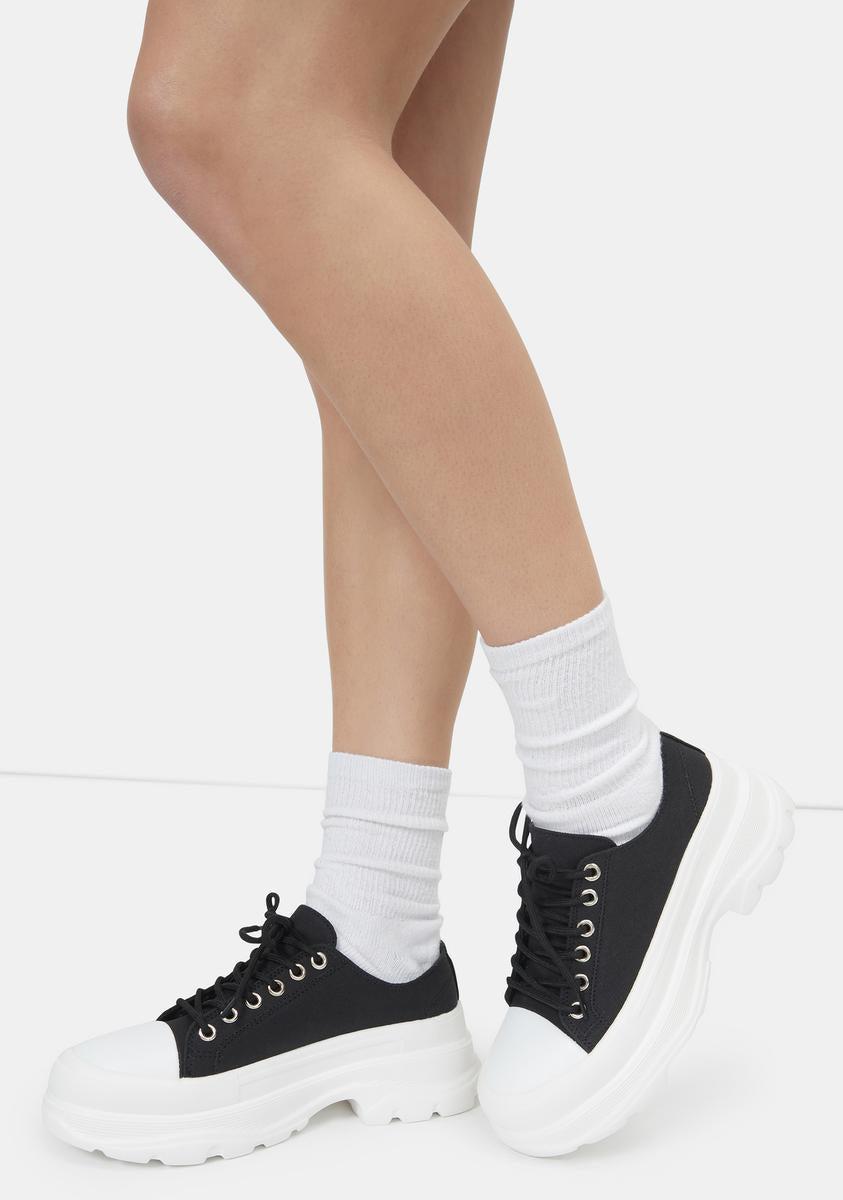 Lace Up Platform Sneakers - Black product image