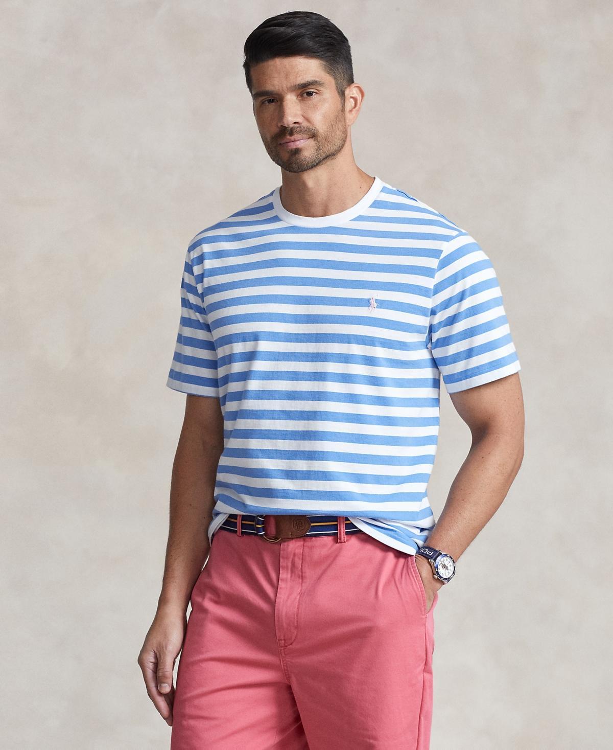 Polo Ralph Lauren Mens Big & Tall Striped Cotton Jersey T-Shirt - New England Blue Product Image