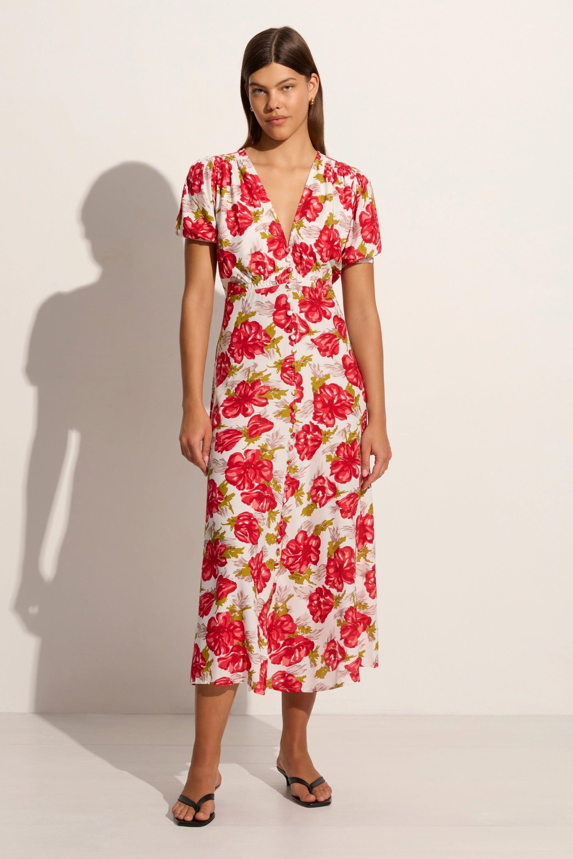 Bellavista Midi Dress Isadora Floral Red - Final Sale Product Image