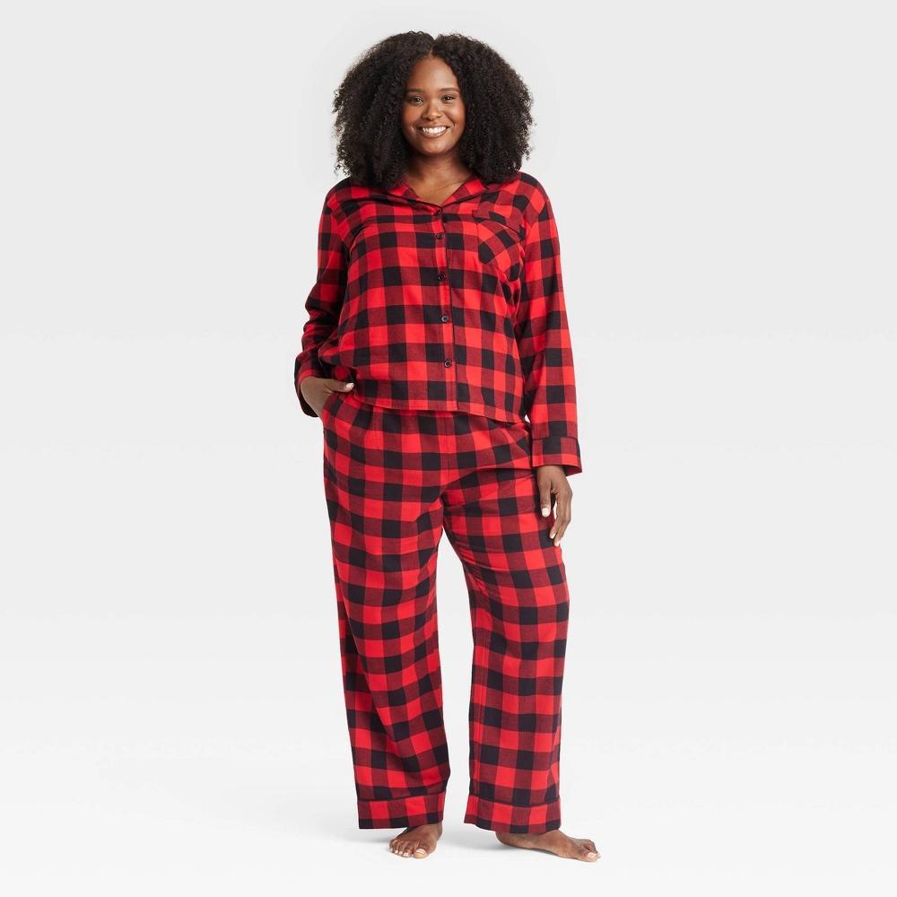 Women's Buffalo Check Flannel Holiday Matching Family Pajama Set - Wondershop™ Red 4X Product Image