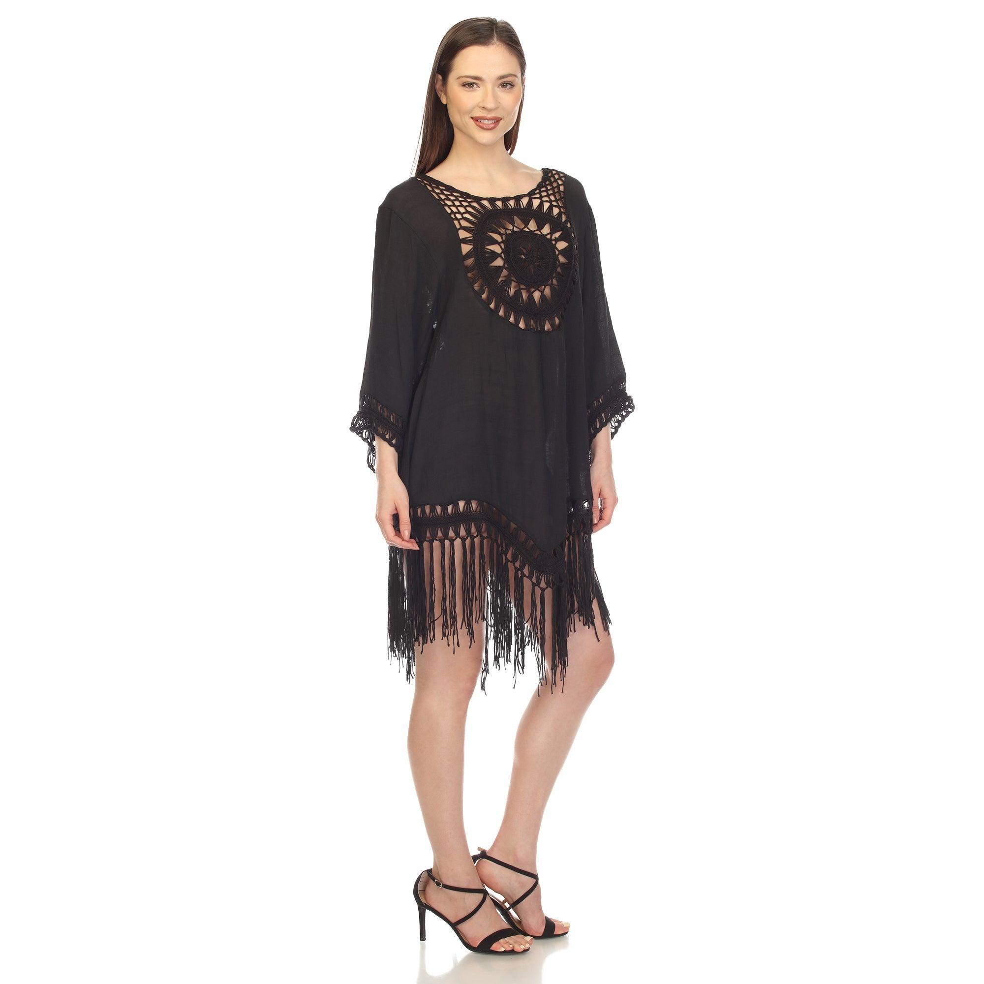 Crocheted Fringed Trim Dress Cover Up Product Image