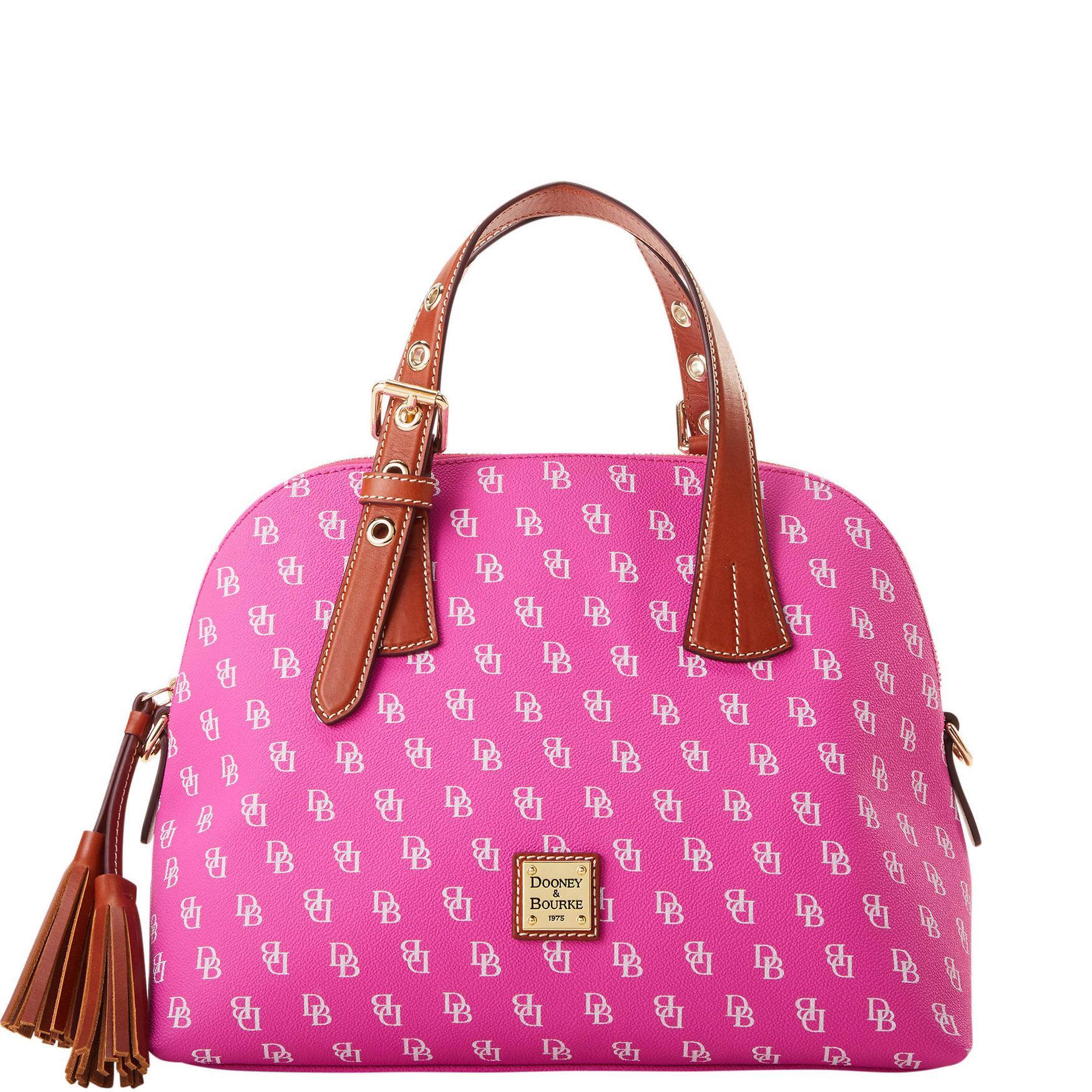 Dooney & Bourke Womens Gretta Small Audrey Coated Cotton Satchel Bag in Fuchsia Product Image