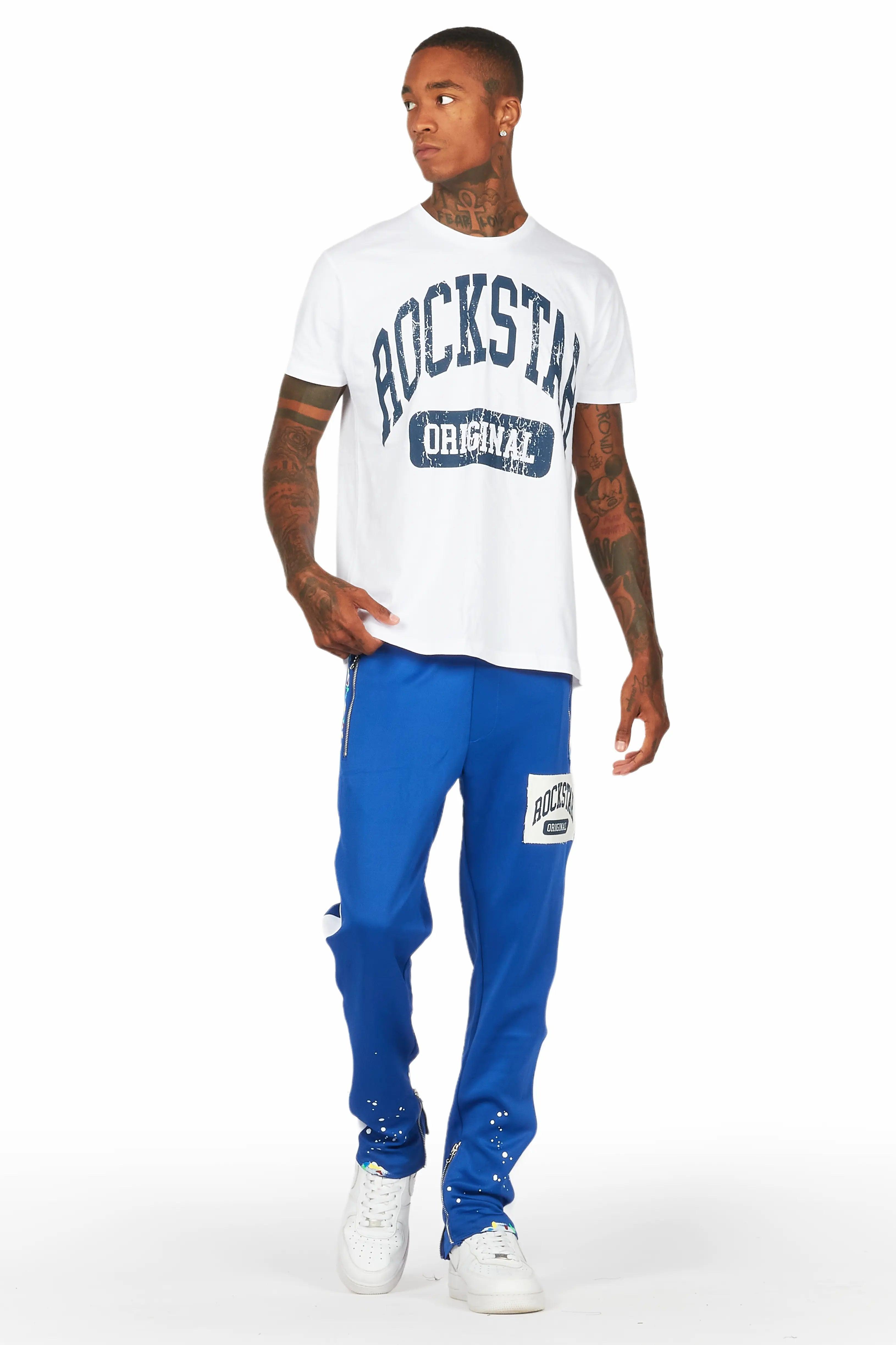 Aden White/Royal T-Shirt/Slim Fit Track Set Male Product Image