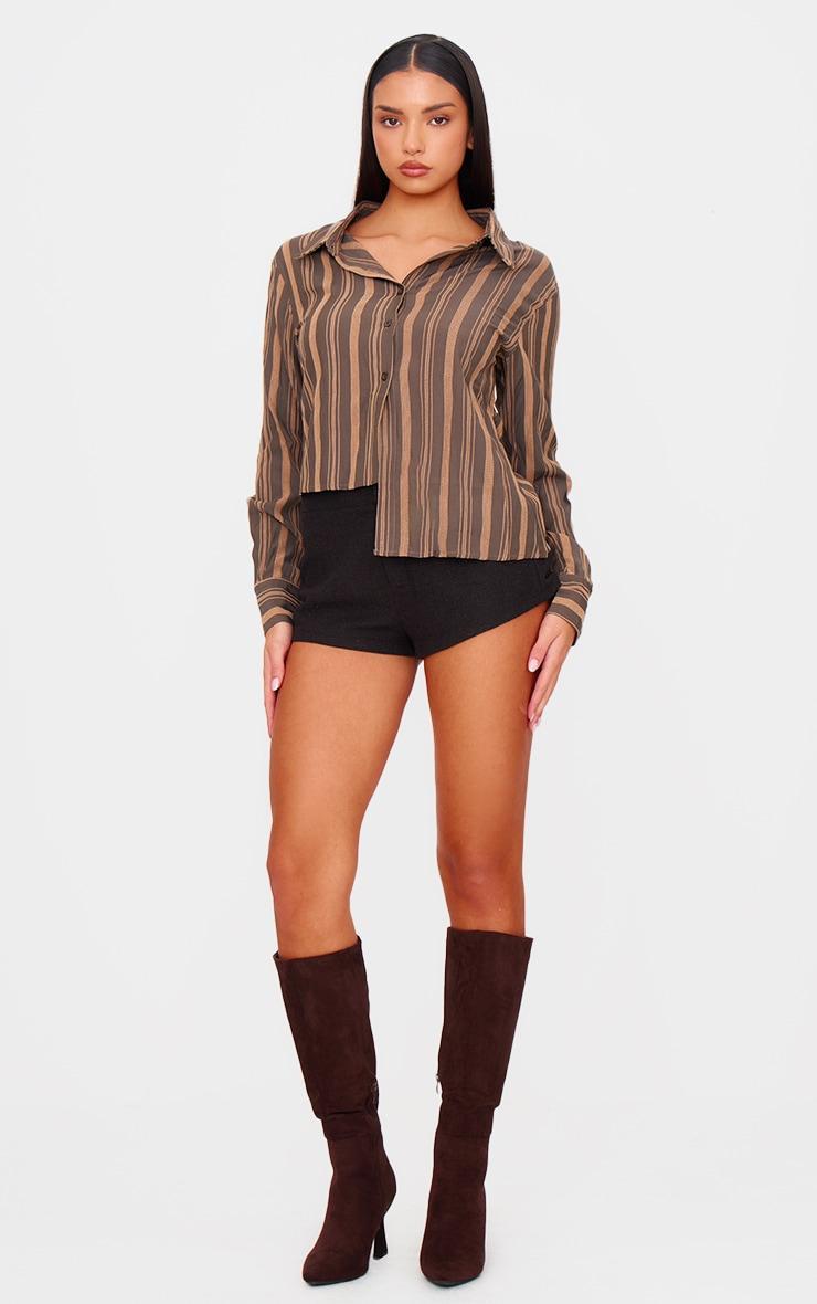 Brown Asymmetric Striped Shirt Product Image