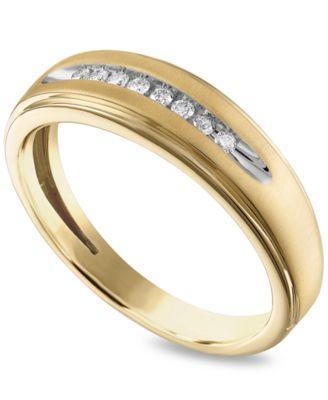 Mens Diamond Band (1/10 ct. t.w.) in 10k Yellow Gold or 10k White Gold Product Image