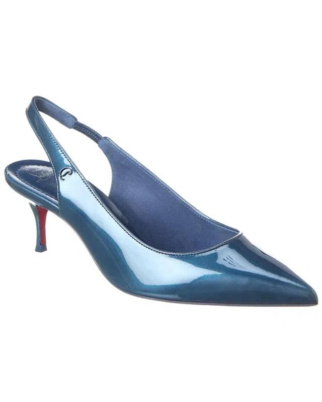 Kate Sporty Patent Slingback Pumps In Blue Product Image