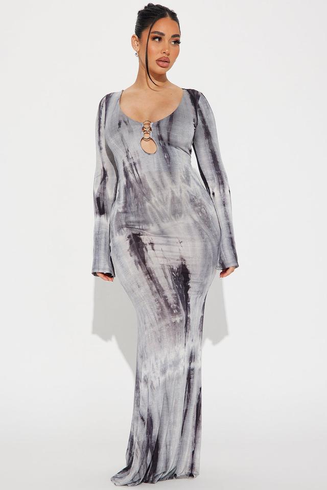 Tying Me Down Maxi Dress - Grey/combo Product Image