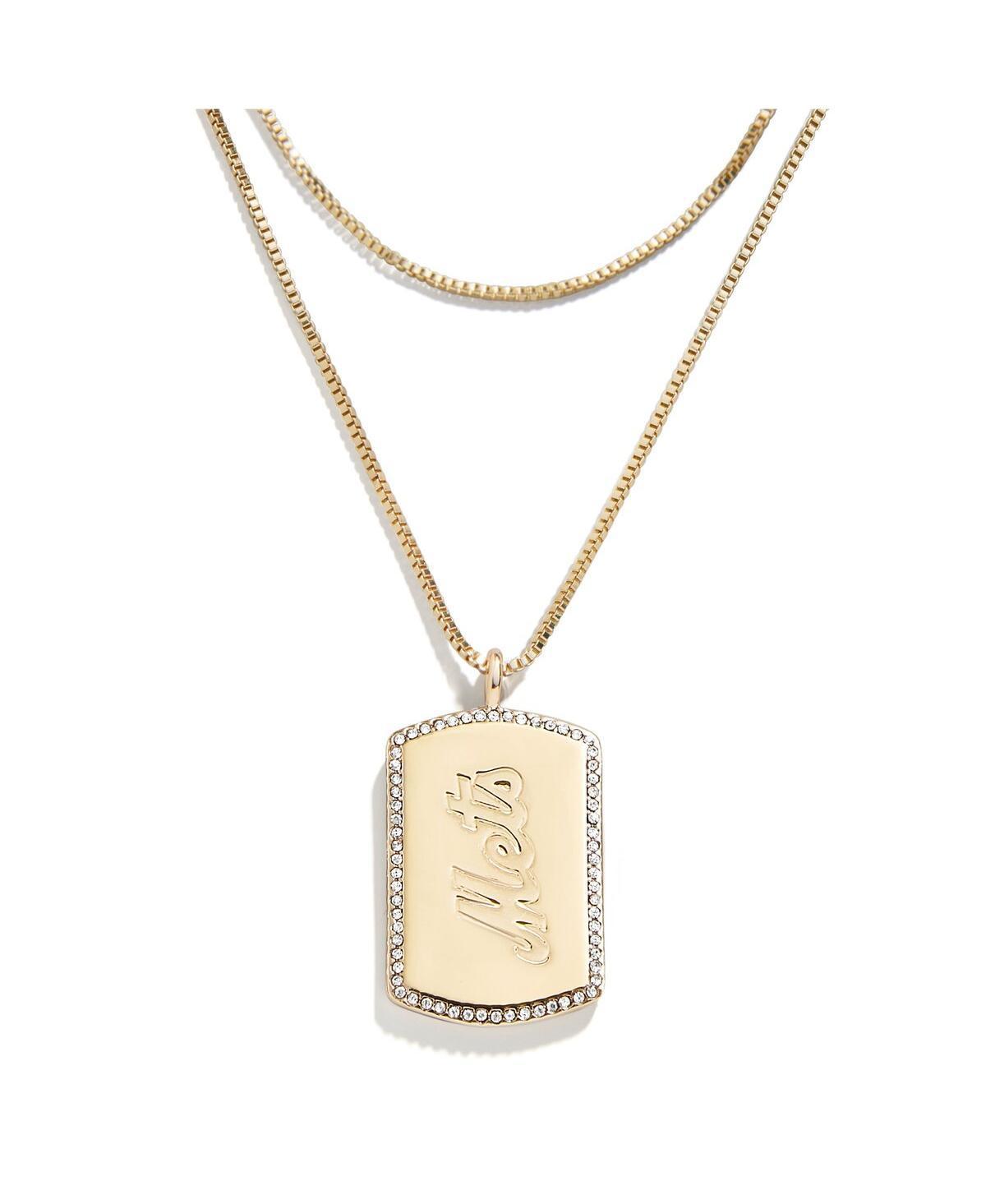 WEAR by Erin Andrews x Baublebar New York Mets Dog Tag Necklace, Womens, Gold Product Image