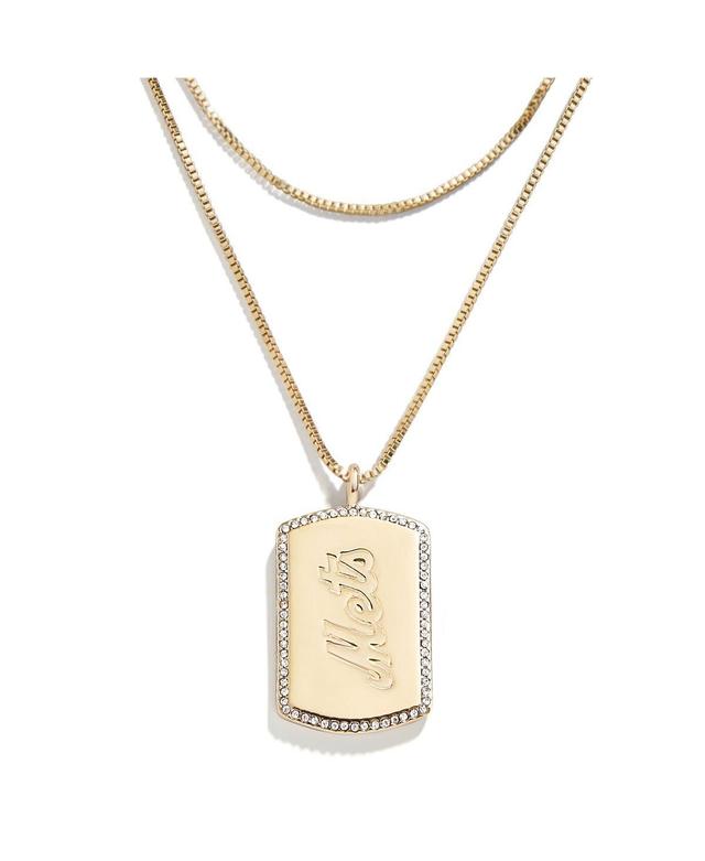 WEAR by Erin Andrews x Baublebar New York Mets Dog Tag Necklace, Womens, Gold Product Image