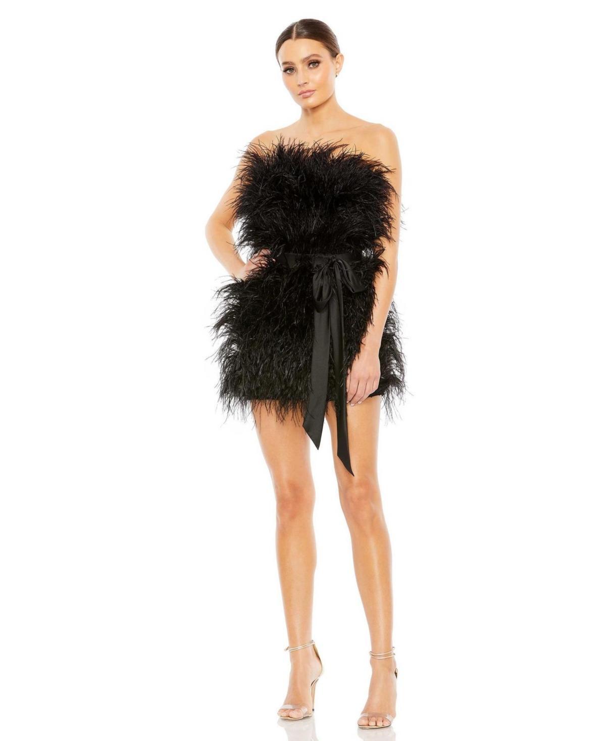 Womens Feather Strapless Mini Dress Product Image