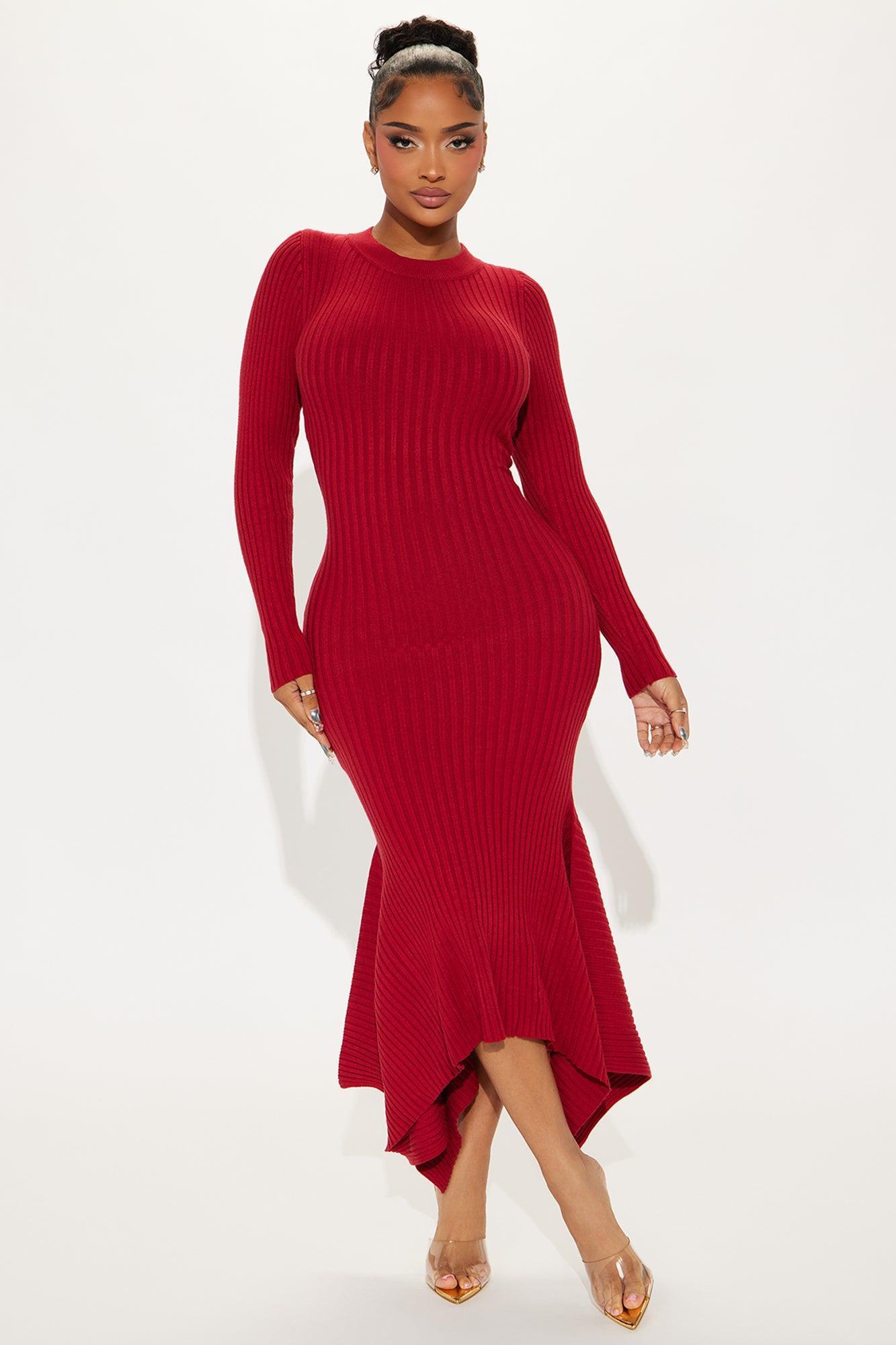 Kaylie Sweater Maxi Dress - Wine product image