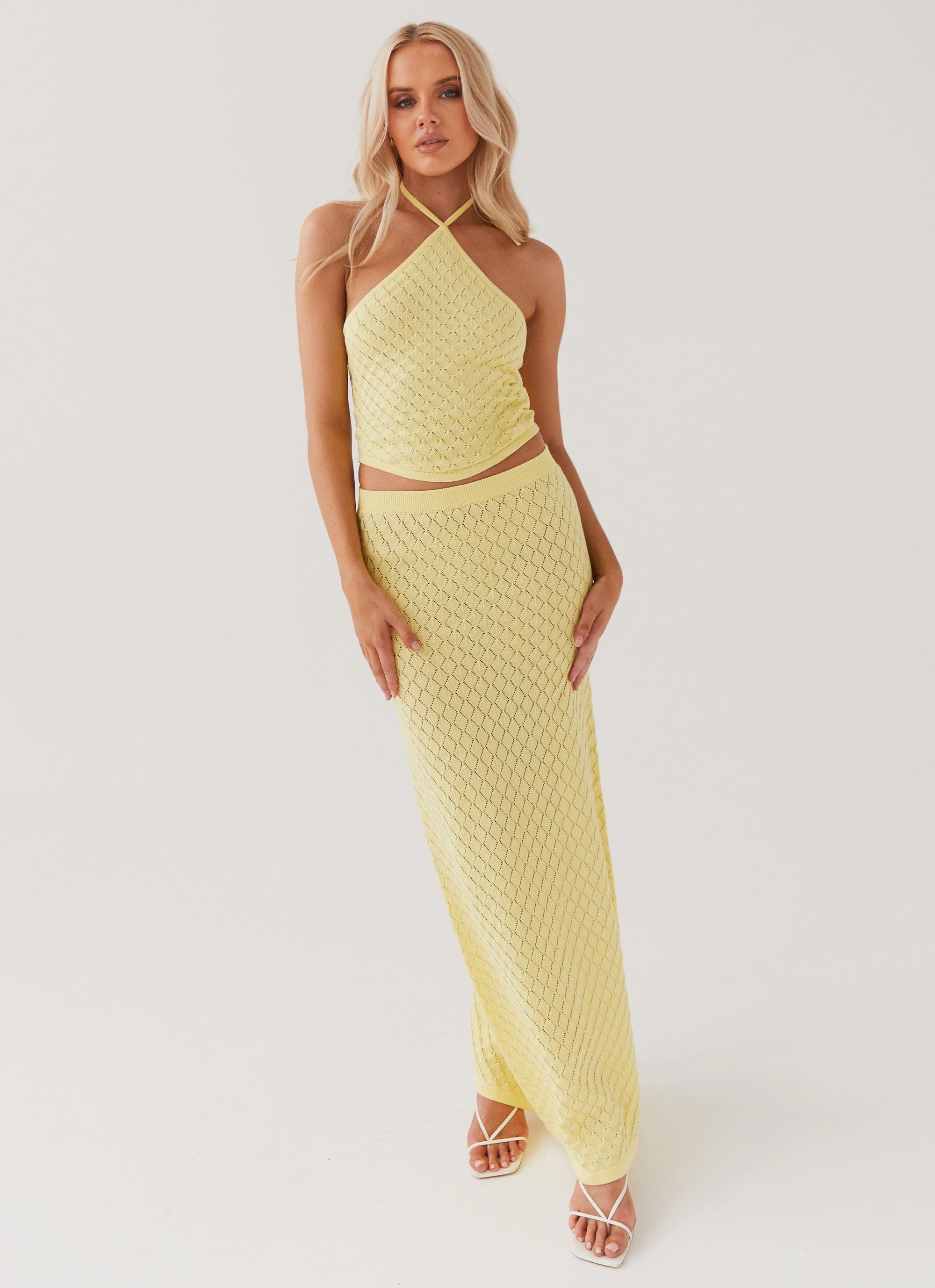 Amanza Knit Maxi Skirt - Lemon Product Image