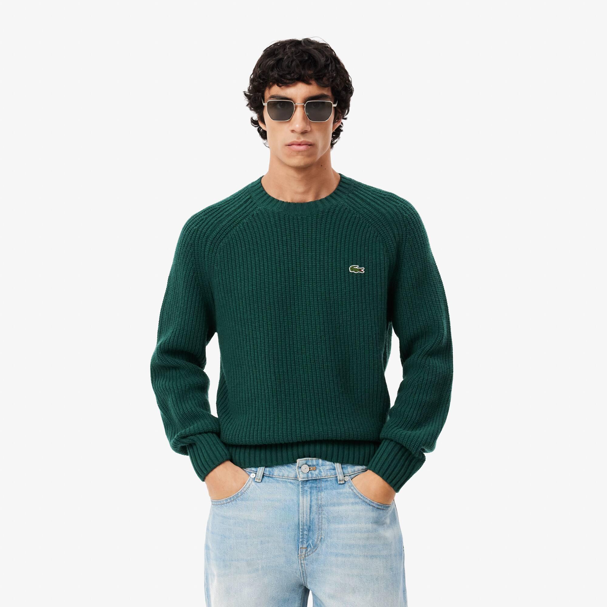 Thick Carded Wool Crew Neck Sweater Product Image