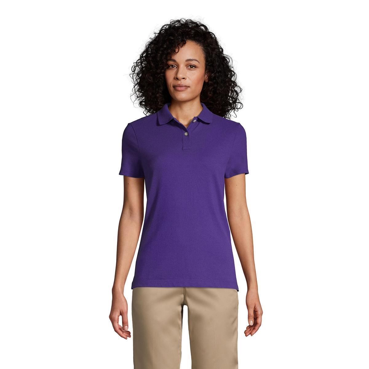 Women's Short Sleeve Feminine Fit Mesh Polo Shirt - Lands' End Product Image