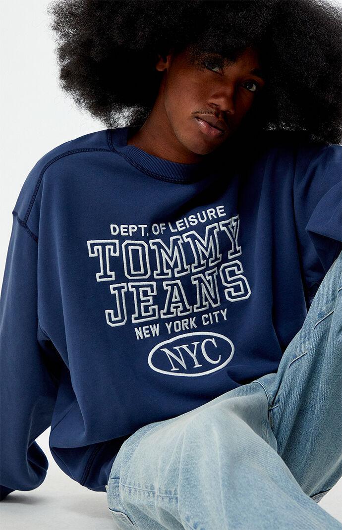 Tommy Jeans Men's Boxy Washed Preppy Embroidered Crew Neck Sweatshirt Product Image