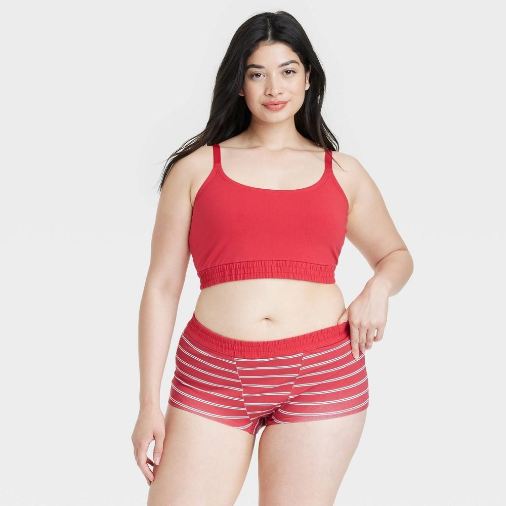 Womens Bralette and Boy Shorts Set - Colsie Brilliant Red 1X Product Image