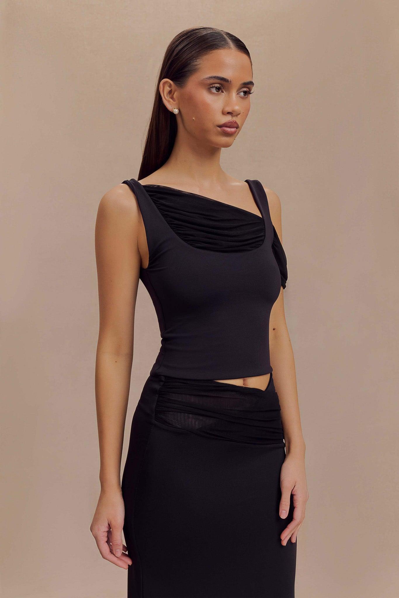 Jules Recycled Nylon And Mesh Sleeveless Top - Black Product Image