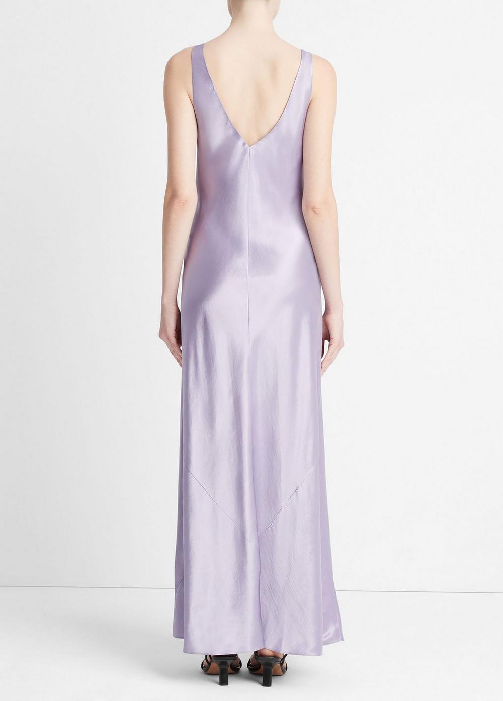 Satin V-Neck Bias Maxi Dress Product Image