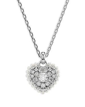 Swarovski Crystal Heart Shaped Pearl Hyperbola Pendant Necklace Product Image