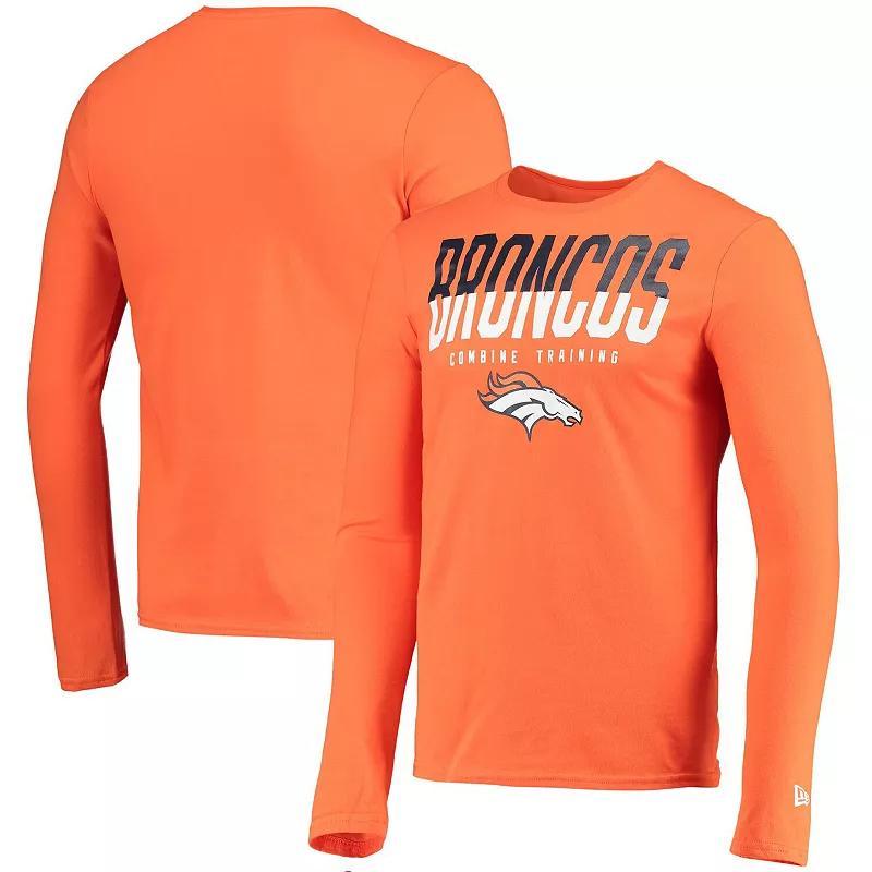 Mens New Era Denver Broncos Combine Authentic Split Line Long Sleeve T-Shirt Product Image