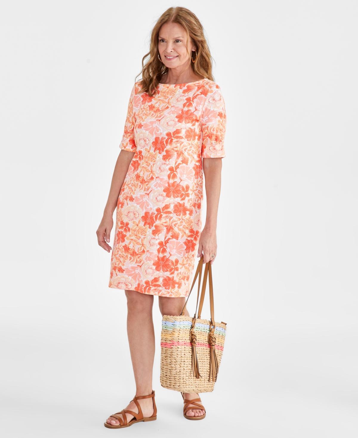 Style & Co Womens Printed Boat-Neck Knit Dress, Created for Macys Product Image