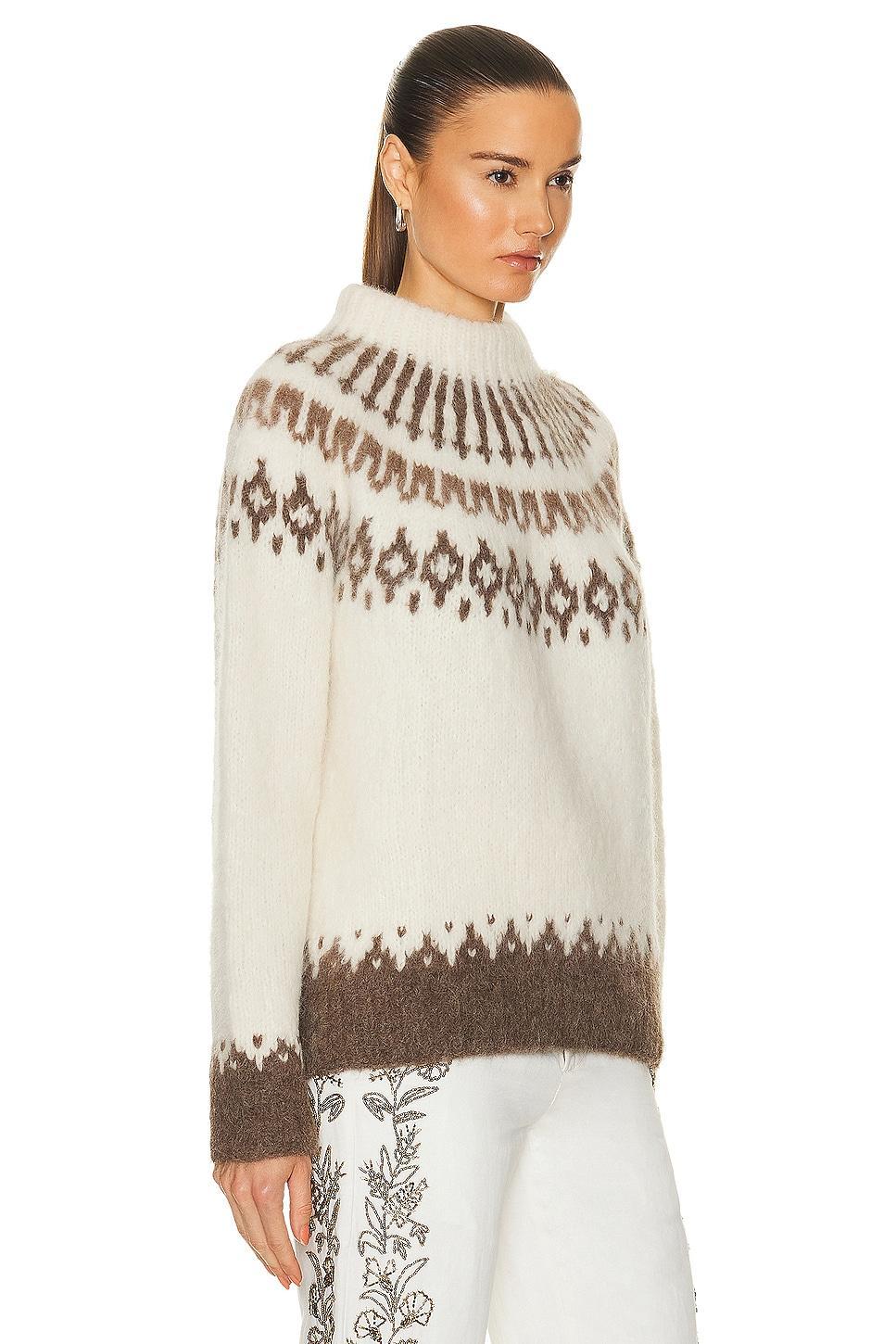 BODE Branch Yoke Sweater in Ecru - Cream. Size XXS (also in L). Product Image