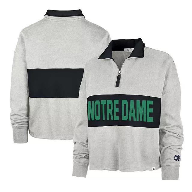 Womens 47 Gray Notre Dame Fighting Irish Next Level Remi Cropped Quarter-Zip Sweatshirt Product Image