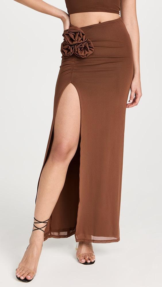 AFRM Kelce Maxi Length Skirt with Rosette Detail | Shopbop Product Image