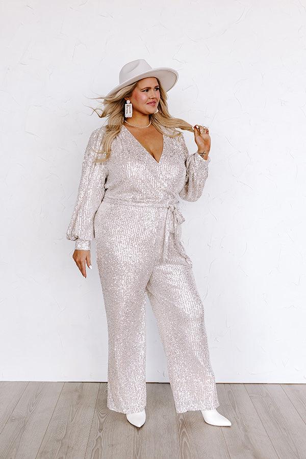 Heart Filled With Love Sequin Jumpsuit In Champagne Curves Product Image