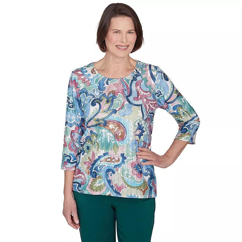 Petite Alfred Dunner Scroll Multicolored Patterned Top, Womens Product Image