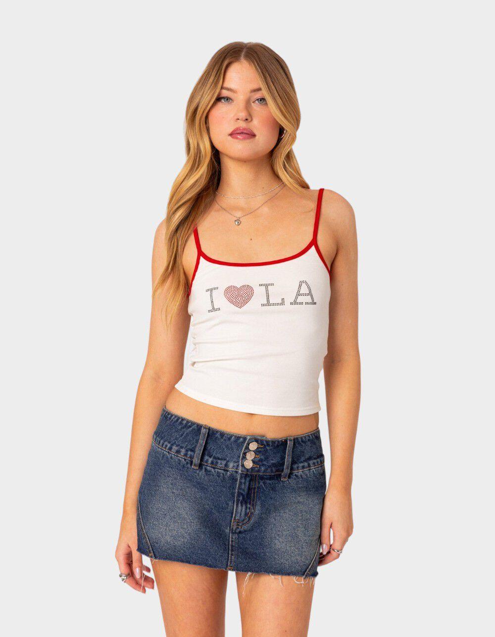 EDIKTED La Lover Rhinestone Tank Top Product Image