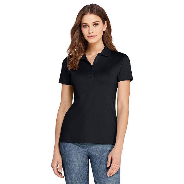 Petite Lands End Supima Cotton Short Sleeve Polo Shirt, Womens Blue Product Image