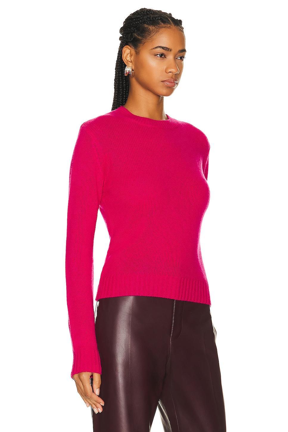 Enza Costa Pure Cashmere Crewneck Sweater in Fuchsia - Fuchsia. Size L (also in M, XS). Product Image