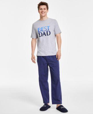 Club Room Mens 2-Pc. Best Dad Graphic T-Shirt & Stripe Pajama Pants Set, Created for Macys Product Image