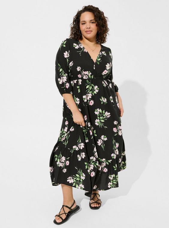 Maxi Challis Tiered V-Neck Dress Product Image