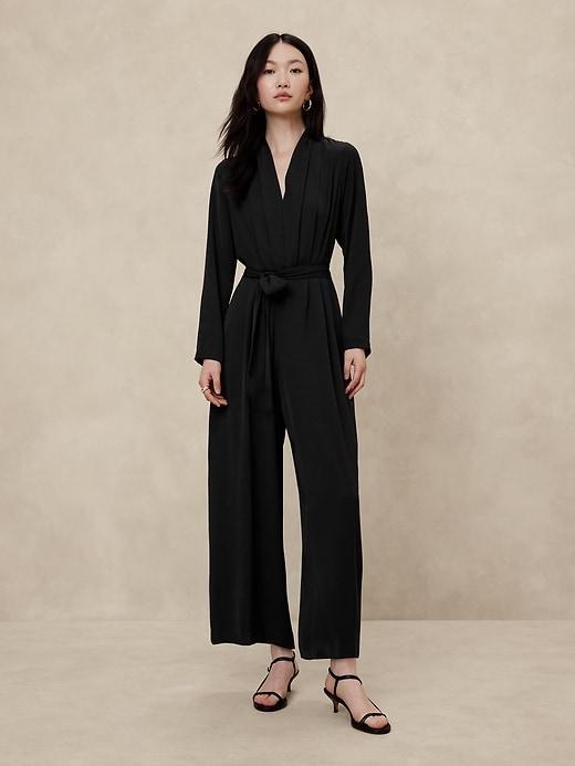 Crepe Deep V-Neck Jumpsuit Product Image